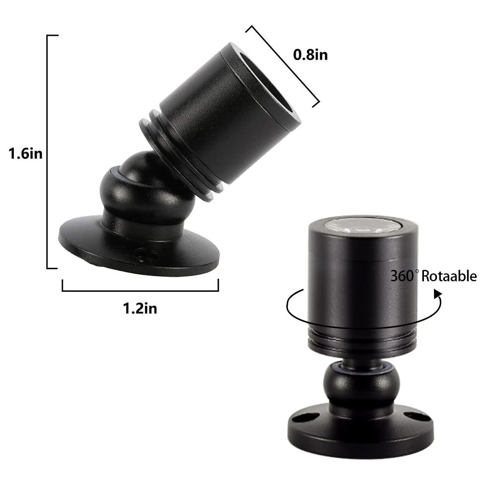 Dimmable 12V LED Mini Spotlights for Display - 1.5W Warm White 3000K, Small Spotlights for Displays with Dimmer, Black - Set of 2