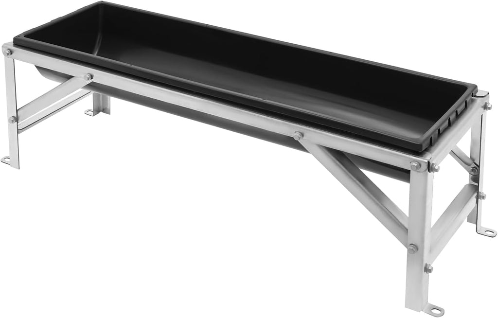 39.4" Long Feeding Trough, 9.3 Gal Livestock Trough Galvanized Sheet Feeder Trough for Horse Goat Sheep Cattle Cow Alpaca (Black)