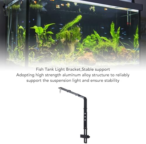 Professional Adjustable Height Aquarium Light Bracket, Black Aluminum Alloy Fish Tank Lamp Stand Kit for Hanging Light, Easy Installation