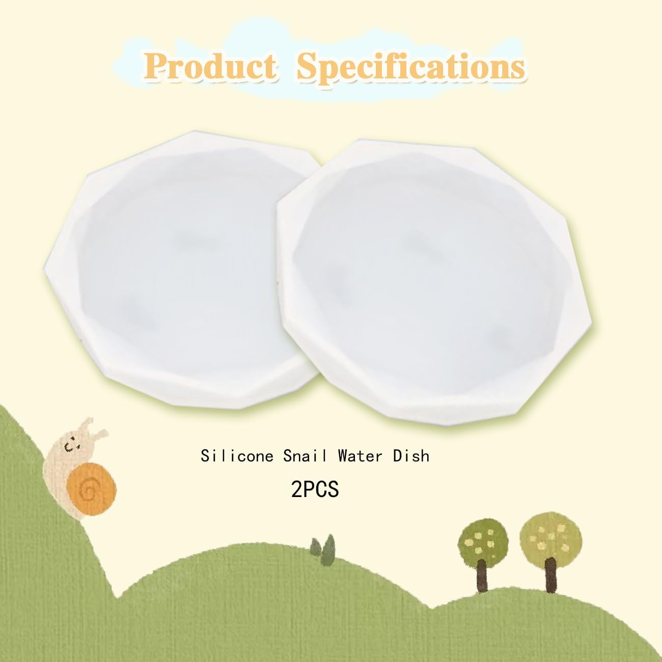 Transparent Snail Catcher for Aquarium & Habitat - 2 Pack Silicone Snail Water Dish, Calcium Feeder Bowl, Hideout & Toilet | Safe Pet Habitat Accessories (M)