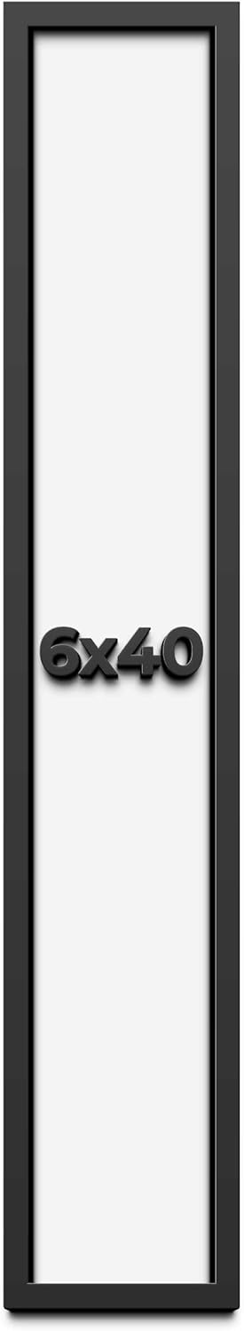 6x40 Shadow Box Frame Black | 1 Inch Deep Solid Wood Shadowbox Display Frame | UV Resistant Acrylic Plexiglass, Acid Free Backing, and Hanging Hardware | Dugan Picture Frame Style
