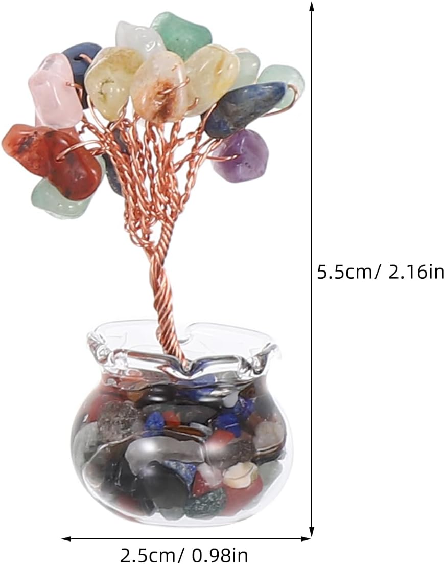 LUOZZY 12 Pcs Mini Crystal Money Tree Feng Shui Bonsai Lucky Fortune Centerpiece for Home Office Desk Decorations