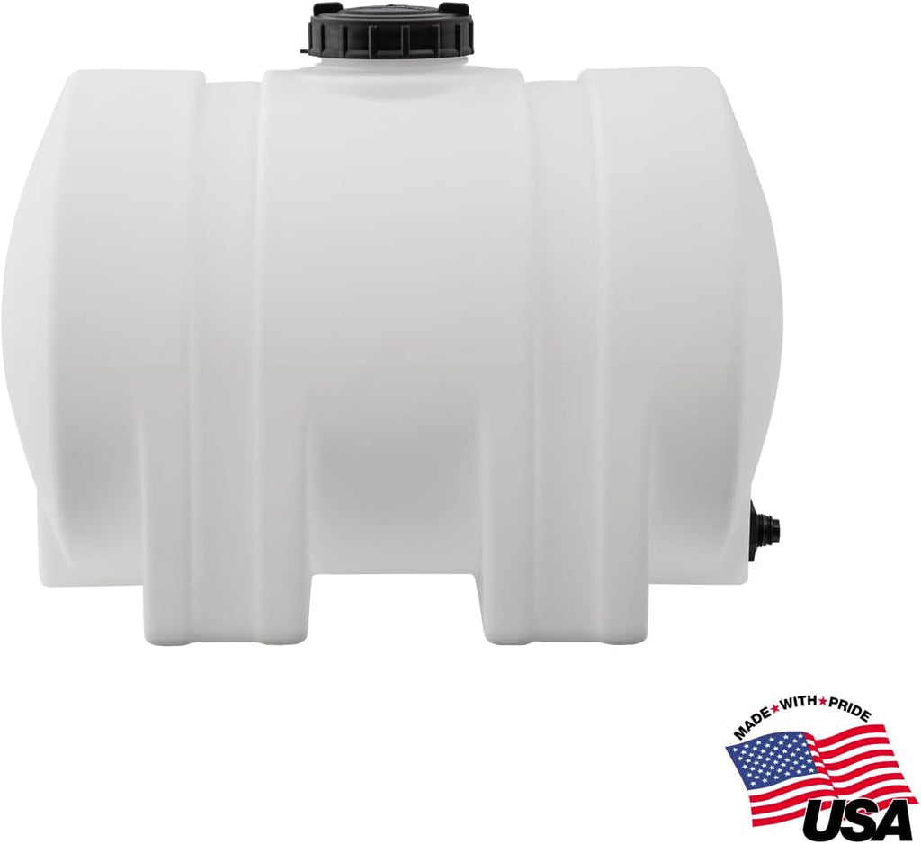 RomoTech 35 Gallon Polyethylene Storage Tank with Legs–Heavy-Duty Horizontal Water Storage Tank for Farms, Industrial or Chemical Use–UV-Resistant, Rustproof, BPA-Free Plastic Liquid Tank, 82126189