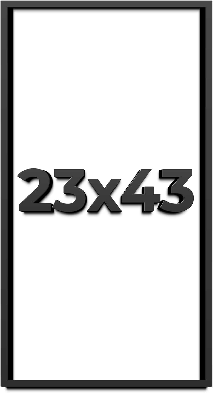 23x43 Shadow Box Frame Black | 1 Inch Deep Solid Wood Shadowbox Display | UV Resistant Acrylic Plexiglass, Acid Free Backing, and Hanging Hardware | Dugan Picture Frame Style