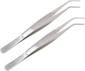 7 Inch Stainless Steel Tweezers with Curved Serrated Tip Multipurpose Forceps for Craft Repairing 2 Pack