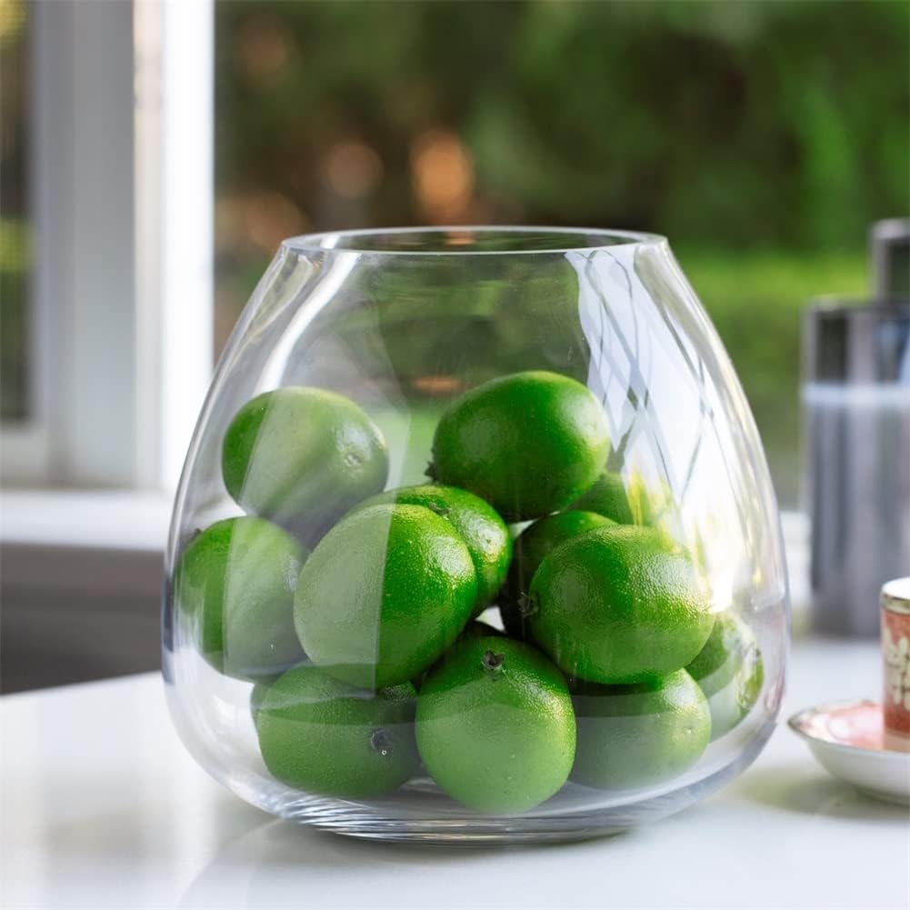 Enova Floral Clear Dome Shaped Terrarium Bowl Glass Vase, H 6.50" W 3.5" L7.5 Clear Round Fish Bowl Flower Vase for Desktop Decor (1 Piece)