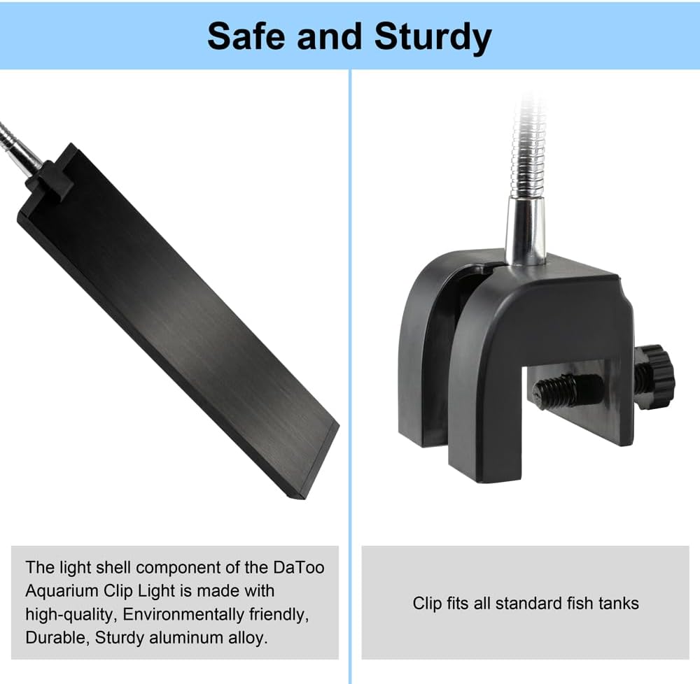 Aquarium Light Small LED Clip Light for Fish Tank 7W, 1 Yr Warranty