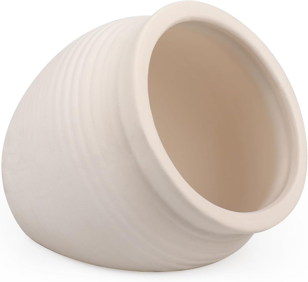 Fish Tank Ceramic Clay Pot for Hiding, Betta Fish Goldfish Hideout Aquarium Decorations, White