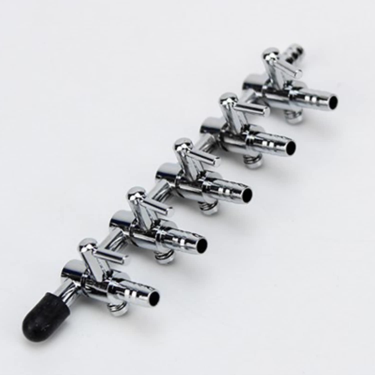 Aquarium Air Pump Splitter 16 in 1 Set 5-Way Air Flow Control Lever Valve & 5 Non-Return Check Valves & 10 Suction Cups for Fish Tank Airline Air Tube Hose
