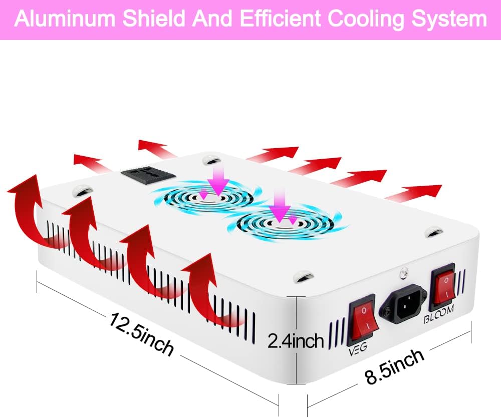NAILGIRLS LED Grow Light, 600W Grow Lamp for Indoor Plants Full Spectrum Plant Growing Light Fixtures with Daisy Chain Temperature Hygrometer