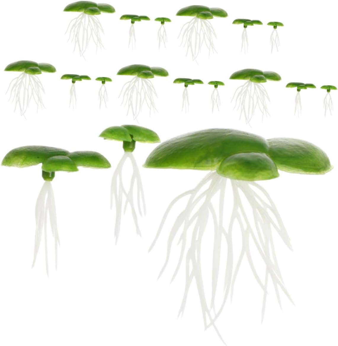 6 Pack Artificial Duckweed Floating Aquarium Plants with Roots Realistic Mini Fake Landscape Plants for Fish Tank Decorations Safe Plastic Accessories for Natural Underwater