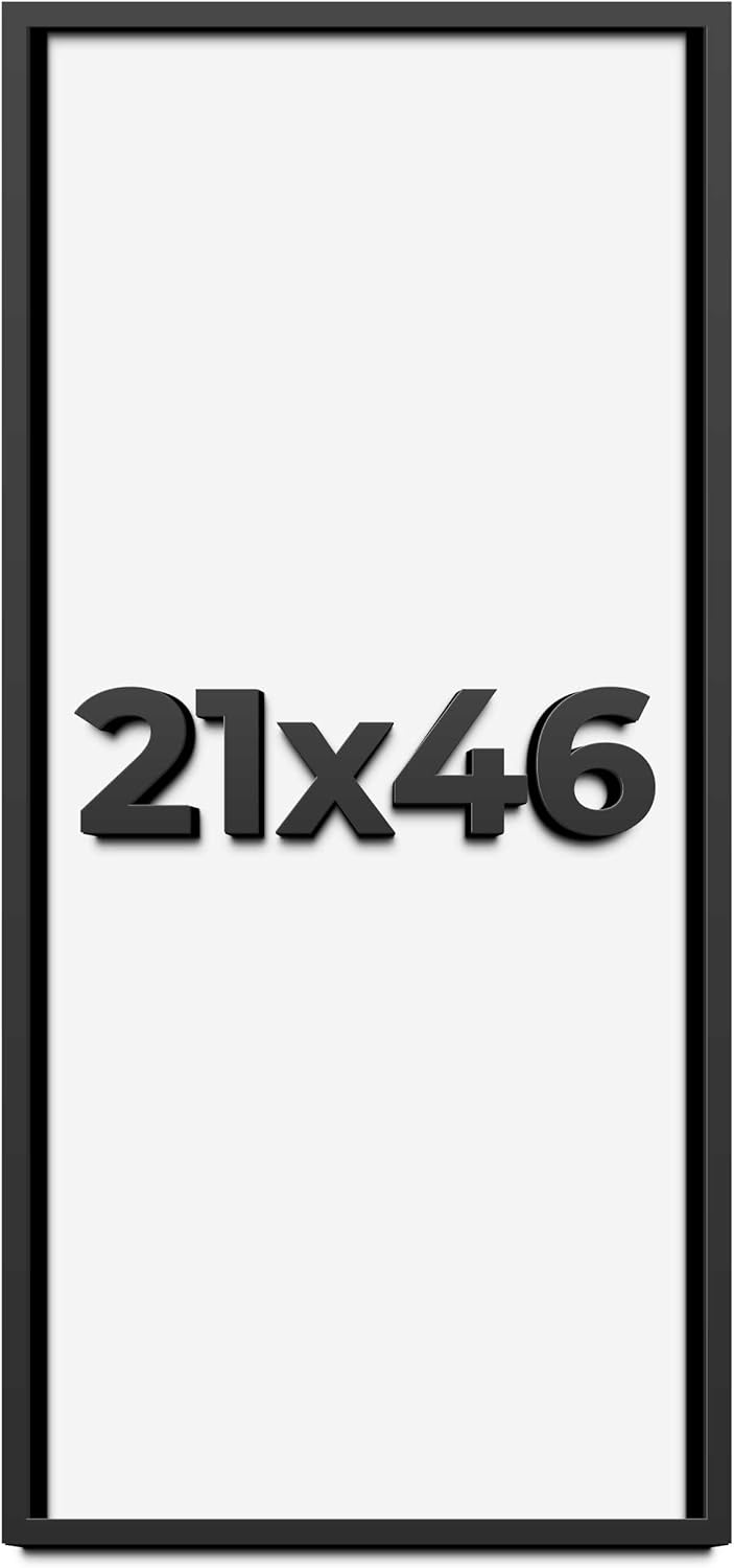 21x46 Shadow Box Frame Black | 1 Inch Deep Solid Wood Shadowbox Display | UV Resistant Acrylic Plexiglass, Acid Free Backing, Hanging Hardware | Dugan Picture Frame Style