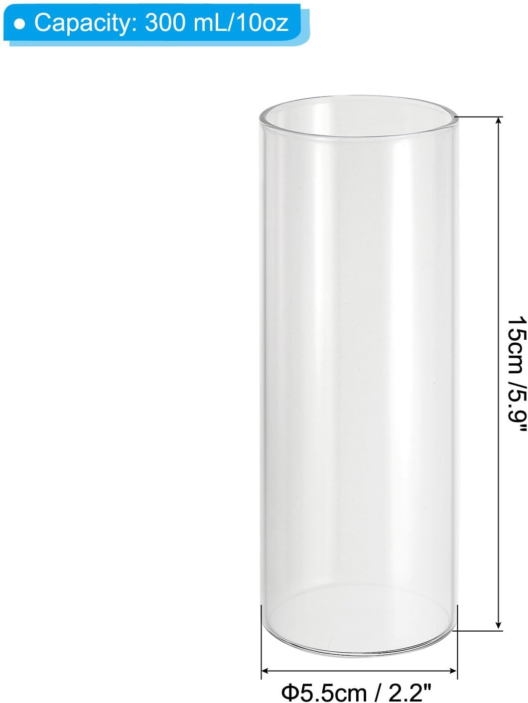 PATIKIL Clear Glass Cylinder Vase, 5.9" Tall and 2.2" Dia Tabletop Flowers Vase Floating Candle Holder Vase for Home Decor Wedding Centerpieces(10oz)