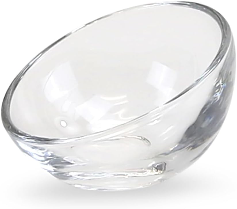 WGVI 6 Pieces Clear Glass Tea Light Votive Candle Holders, Width 3.25", Height 2.5", Small Slant Cut Dish Bowl Design, Container, Tiny Planter Terrarium, Tabletop Décor