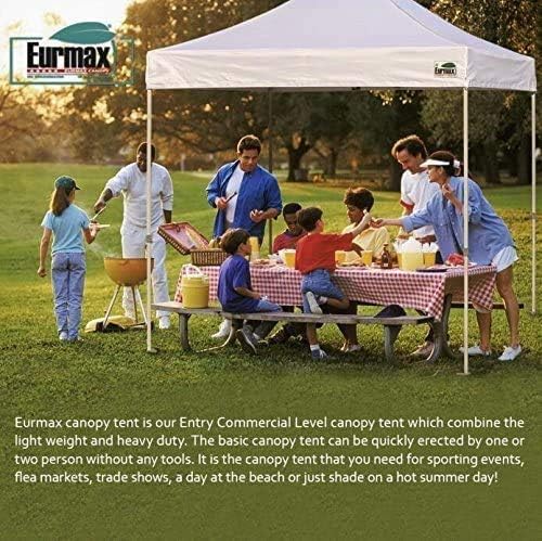 Eurmax USA 5'x5' Pop Up Canopy Tent Commercial Instant Canopies with Heavy Duty Roller Bag,Bonus 4 Sand Weights Bags (Blue)