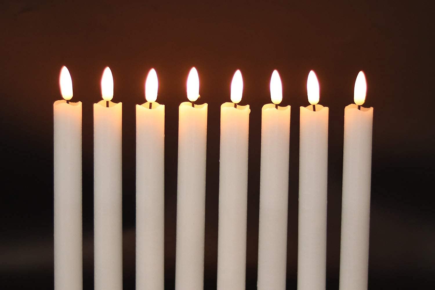 GenSwin Flameless White Taper Candles Flickering with 10-Key Remote, Battery Operated Led Warm 3D Wick Light Window Candles Real Wax Pack of 6, Christmas Home Wedding Decor(0.78 X 9.64 Inch)