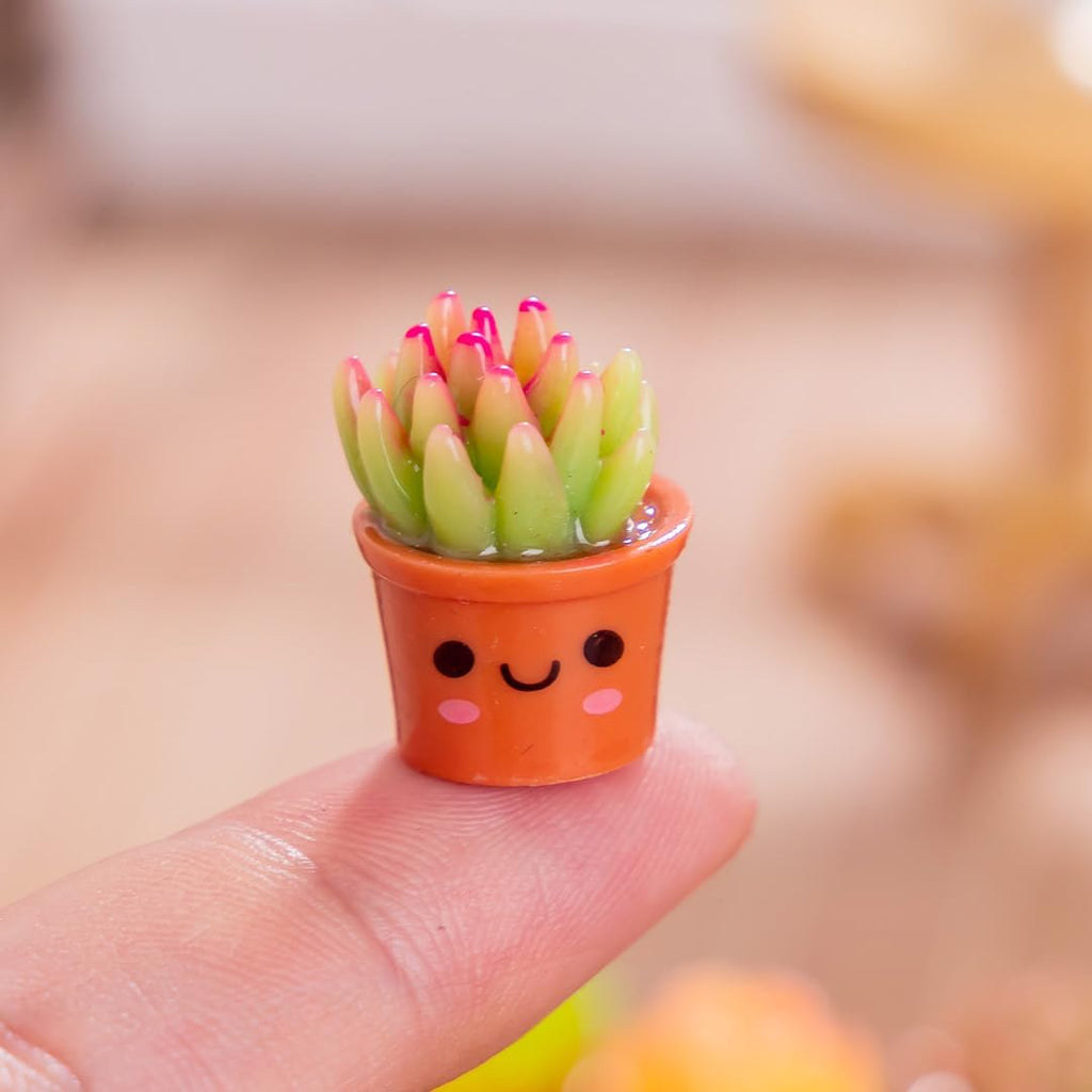 8 Pcs Succulent Planter Mini Resin Figurines with Smiley Face Flowerpots - Tiny Potted Flowers for Dollhouse Accessories, Courtyard, DIY Crafts, Desk, Car & Home Office Decorations