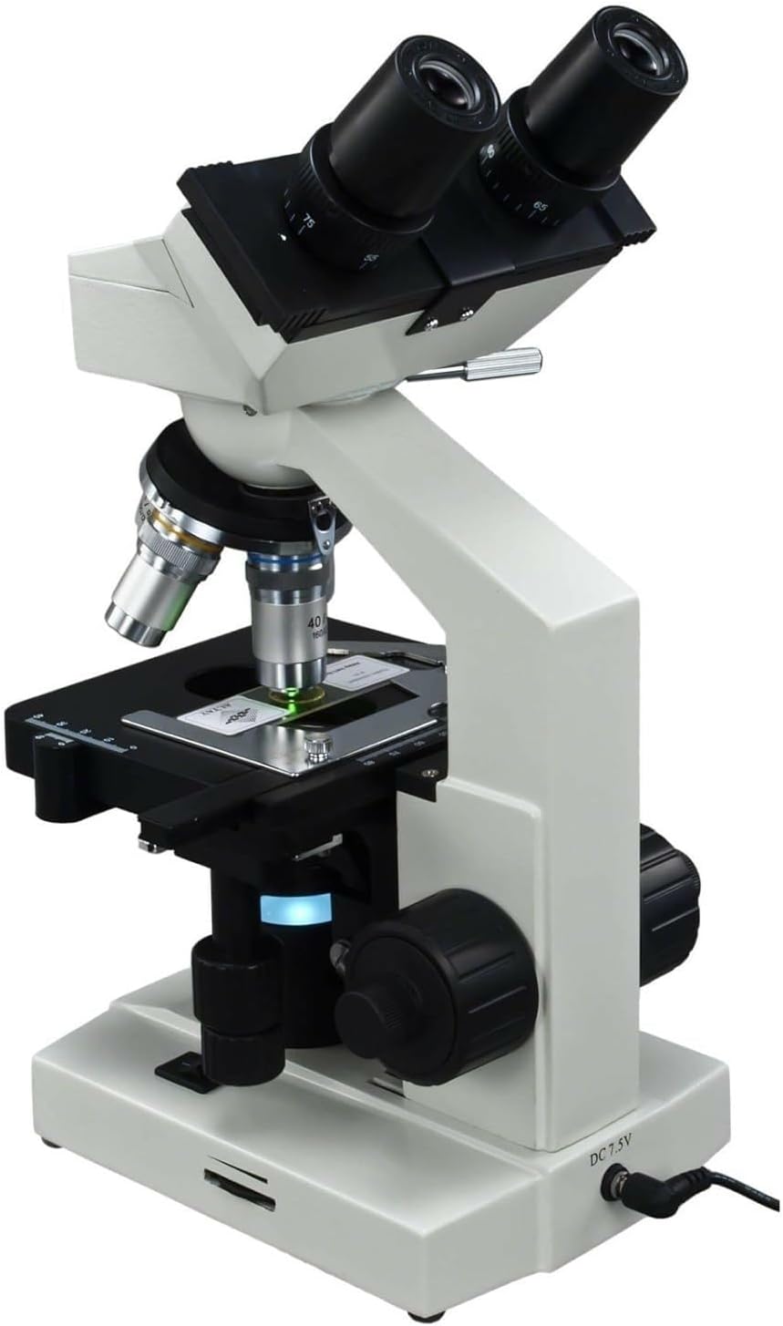 OMAX 40X-2500X Lab Binocular Compound LED Microscope with Double Layer Mechanical Stage and Digital Camera M82EZ-C02