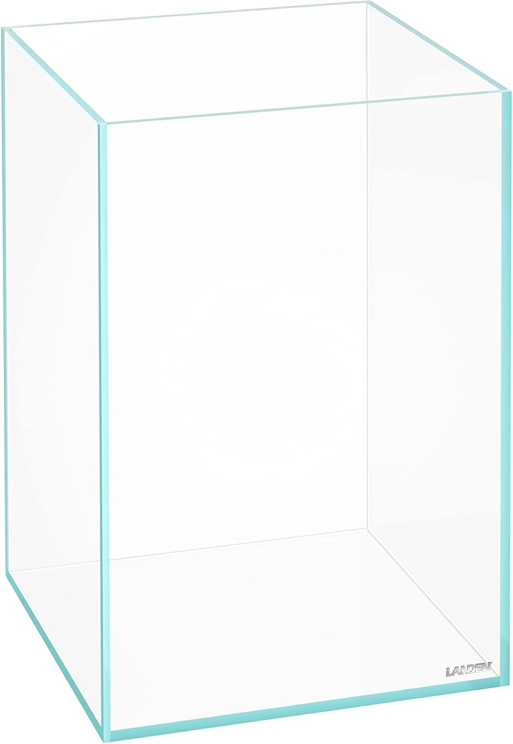 LANDEN Tall Tank Rimless Low Iron Tank 5.5GAL 9.8" L × 9.8" W × 14.2" H(25X25X36) cm Small Aquascape Fish Tank, Vertical Aquascape Tank, Black Leveling Mat Included