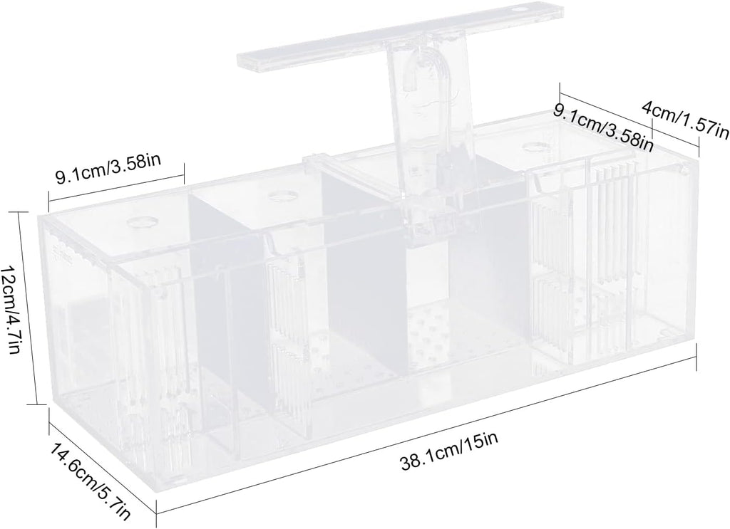 Acrylic Aquarium 4 Compartment Betta Fish Tank with LED Lights Pump Container Rectangular Fishes Tank Suitable for a Wide Variety of Tropical Fish, Clear and Transparent
