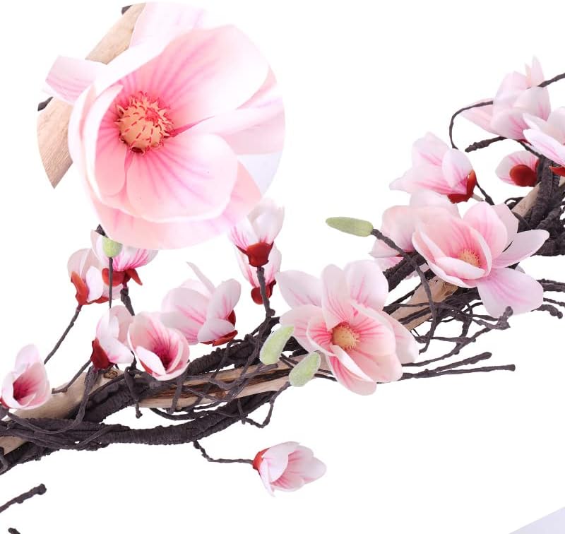 118 inch Artificial Magnolia Orchid Flowers Ivy Vines Garland Fake Tree Branches Trunk with Flores Wreath for Wedding Arch Wall Hanging Home Room Decoration (Pink)