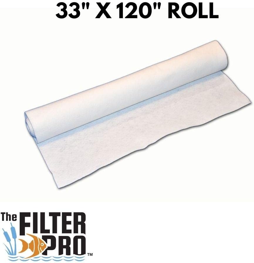 Felt Filter Media, 100 Micron, 33" x 120" Roll, Perfect for Aquariums, Ponds or Water Gardens, Made in USA