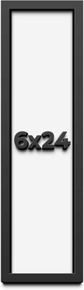 Dugan 6x24 Shadowbox Frame - Black, 1 Inch Deep Solid Wood, UV Resistant Acrylic Plexiglass, Acid Free Backing, Hanging Hardware