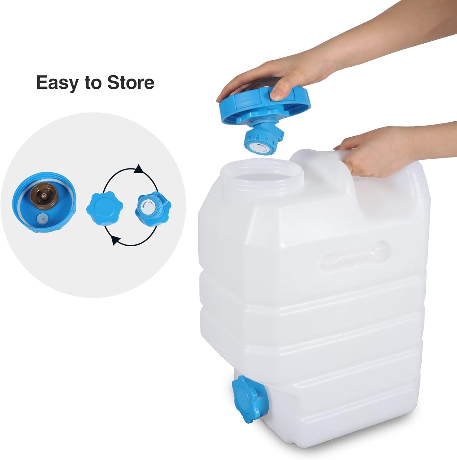 3.9 Gallon/15L Water Container with Spigot, Portable BPA Free Water Jug, Multifunction Water Tank for Camping Outdoor Hiking Picnic Supplies, 2 Pack