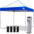 Eurmax USA Standard 10x10ft Patio Pop Up Canopy Tent for Outdoor Events Commercial Instant Canopies with Heavy Duty Roller Bag,Bonus 4 Canopy Sand Bags (Blue&White)