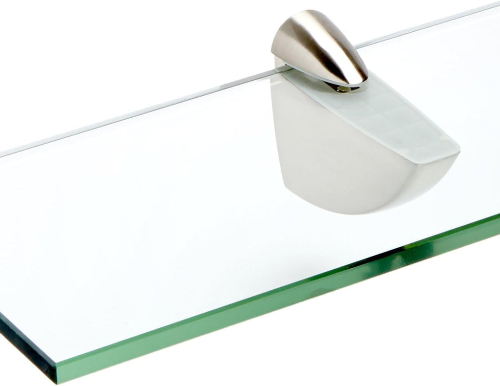 Spancraft Glass O-4.75x27-Brushed Steel Oriole Glass Shelf, Brushed Steel, 4.75" x 27"