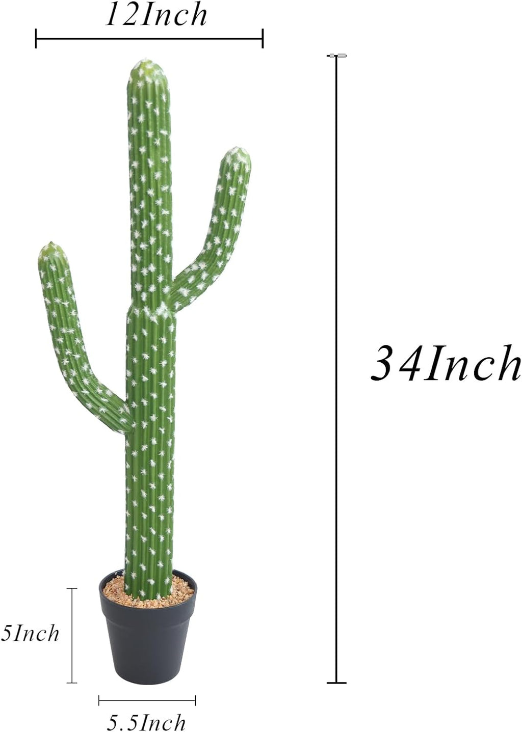 momoplant Artificial Cactus Succulent Plant, 34 Inch Tall Faux Fake Desert Cacti Plant with Black Planter for Home Garden Office Floor Decor
