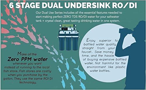 6 Stage Portable Dual Use Drinking and Aquarium Reef/Deionization | Reverse Osmosis Water Filter System RO/DI | 0 TDS | 150 GPD