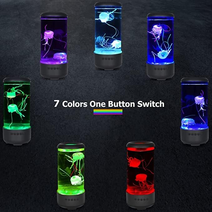 Jellyfish Lamp with Bluetooth White Noise Sound, 7-Color Changing Light with 5 Levels Brightness Jellyfish Aquarium Bubble lamp for Relaxing Decorating Gift Lamps for Adults and Kids