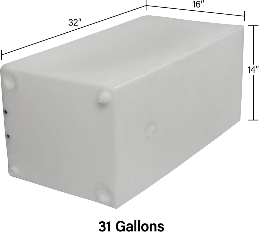 29 Gallon RV Fresh Water Tank, Potable Water Storage Tank for Drinking, Cooking, Cleaning, Showering, for Campers, Trailers, Motorhomes, RVs, Cube Shape, 32" x 16" x 14" (WT-5077)