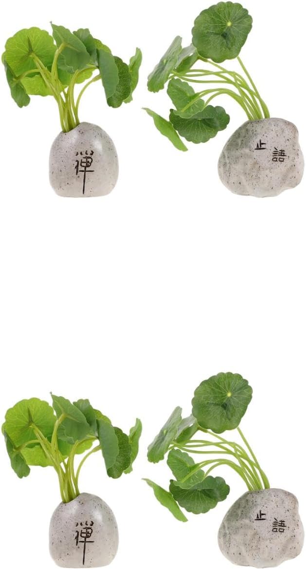 LOGOFUN 4pcs Mini Artificial Plants Car Dashboard Decor Lifelike Bonsai Simulated Potted Flowers for Home Office Interior