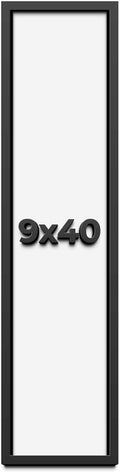 9x40 Shadow Box Frame Black | 1 Inch Deep Solid Wood Shadowbox Display Frame | UV Resistant Acrylic Plexiglass, Acid Free Backing, and Hanging Hardware | Dugan Picture Frame Style