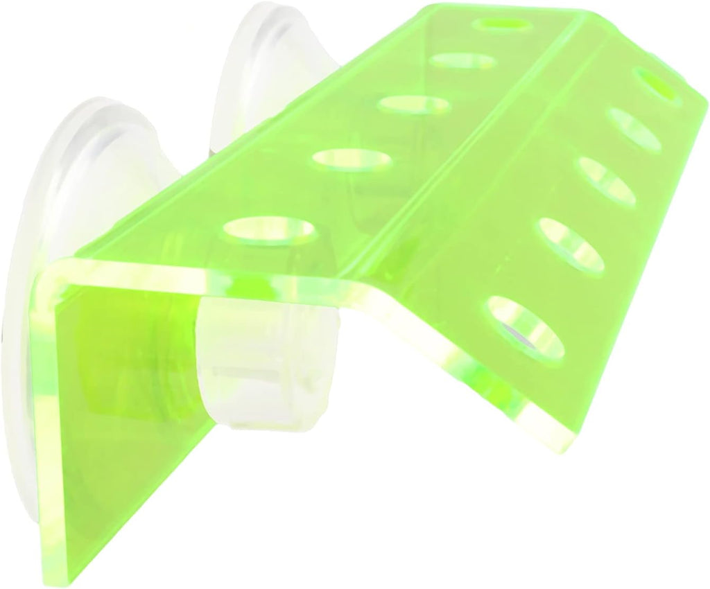 kcrygogo Fluorescent Green Coral Frag Holder Acrylic Coral Rack with Powerful Double Suction Cup Suitable for Household Fish Tanks (10 Plug Holes)