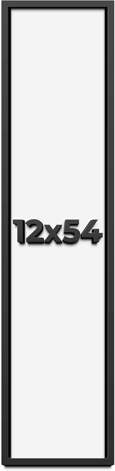 12x54 Shadow Box Frame Black | 1 Inch Deep Solid Wood Shadowbox Display Frame | UV Resistant Acrylic Plexiglass, Acid Free Backing, and Hanging Hardware | Dugan Picture Frame Style