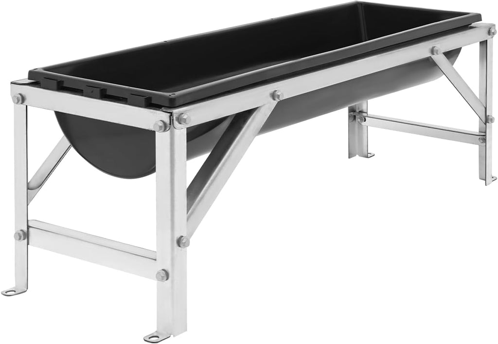 39.4" Long Feeding Trough, 9.3 Gal Livestock Trough Galvanized Sheet Feeder Trough for Horse Goat Sheep Cattle Cow Alpaca (Black)