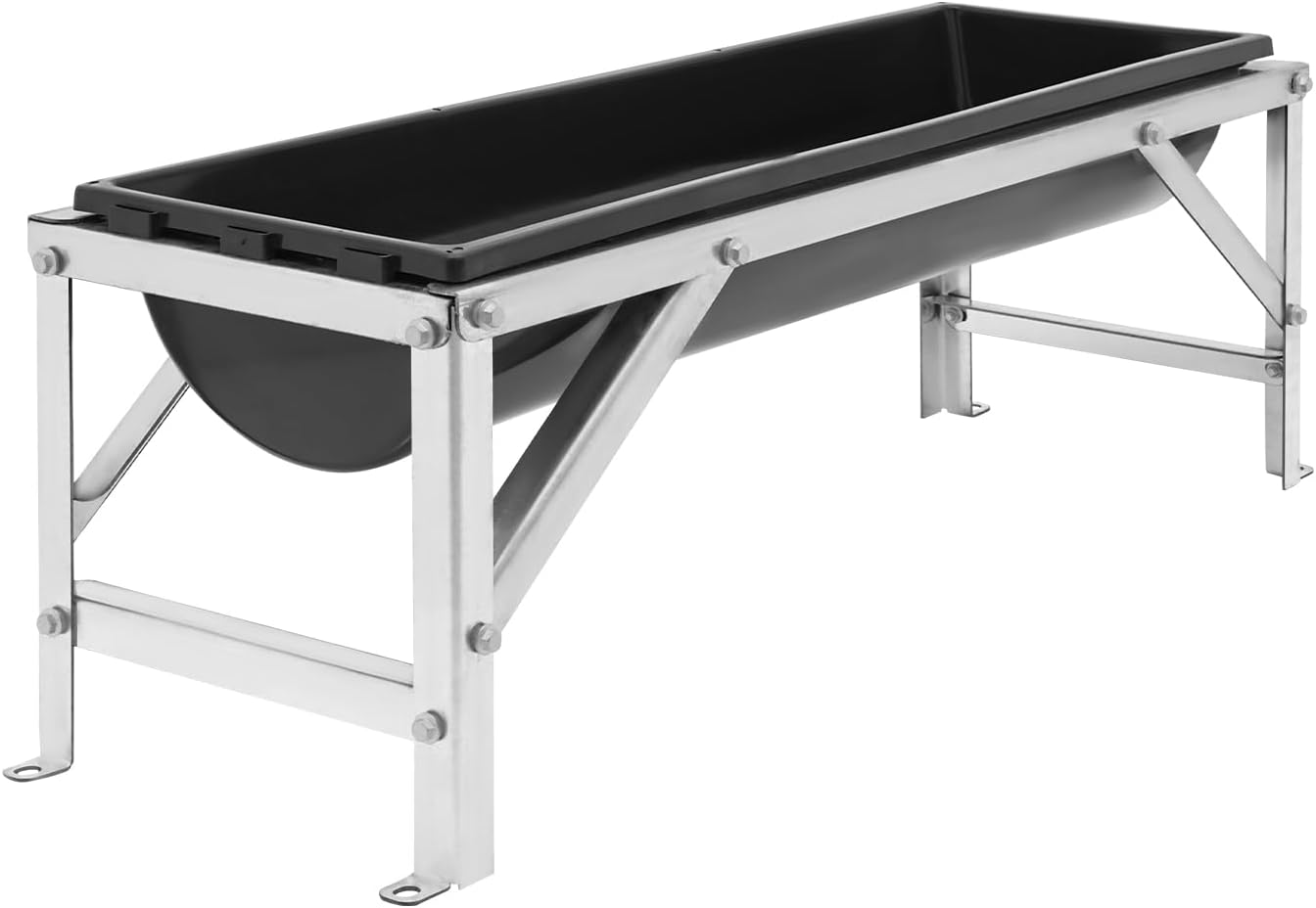 39.4" Long Feeding Trough, 9.3 Gal Livestock Trough Galvanized Sheet Feeder Trough for Horse Goat Sheep Cattle Cow Alpaca (Black)