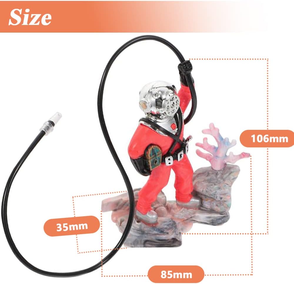 Mesee Aquarium Decorations Diver with Hose Live Action Aerating Ornament, Floating Treasure Seeker Adornment Fish Tank Ornament