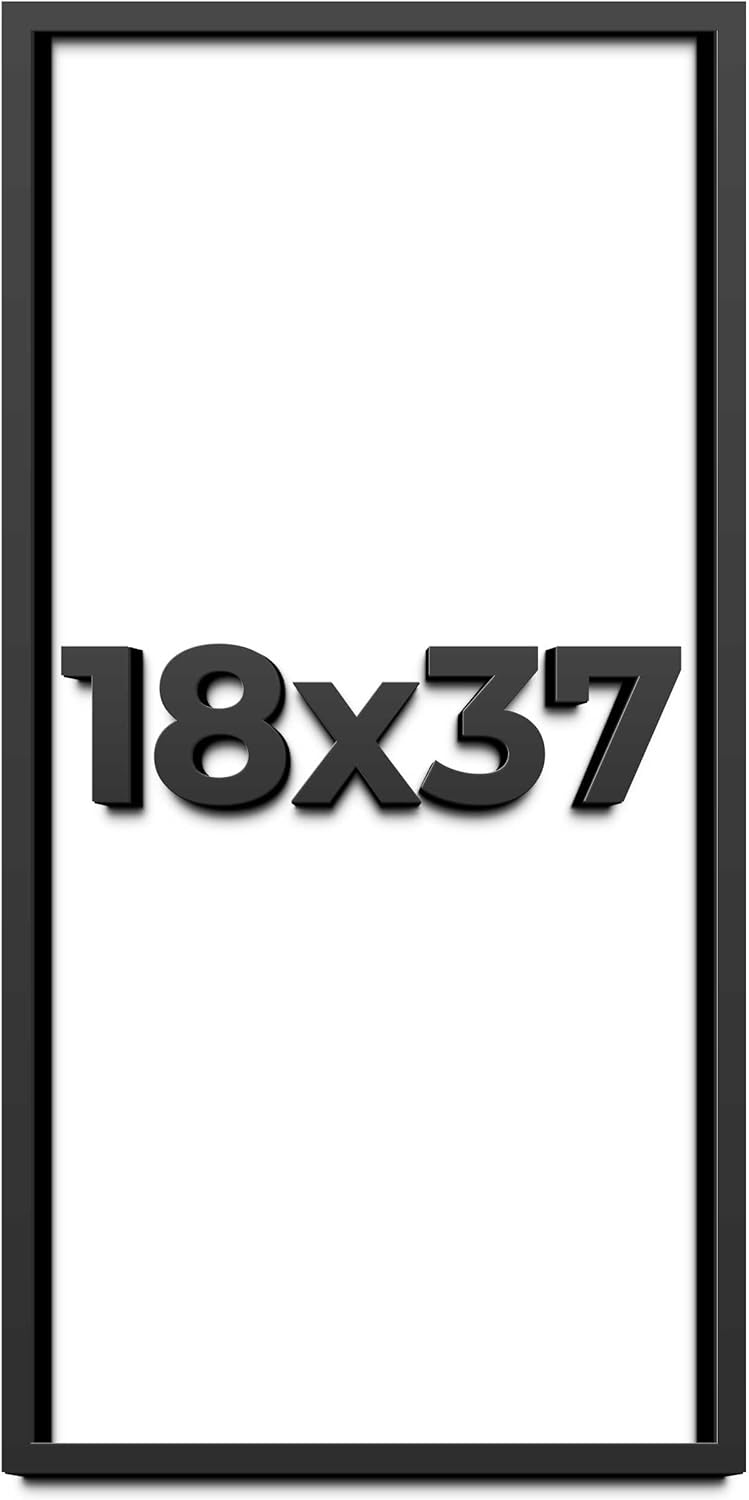 18x37 Shadow Box Frame Black | 1 Inch Deep Solid Wood Shadowbox Display Frame | UV Resistant Acrylic Plexiglass, Acid Free Backing, and Hanging Hardware | Dugan Picture Frame Style