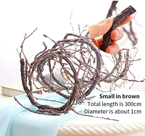 300cm/118inch Bendable Brown Small Artificial Tree Branches Fake Tree Trunk Garland Rattan Wreath Cherry Blossom Grape Vines Floral for Wall Hanging Front Door Reptile Habitat Decoration