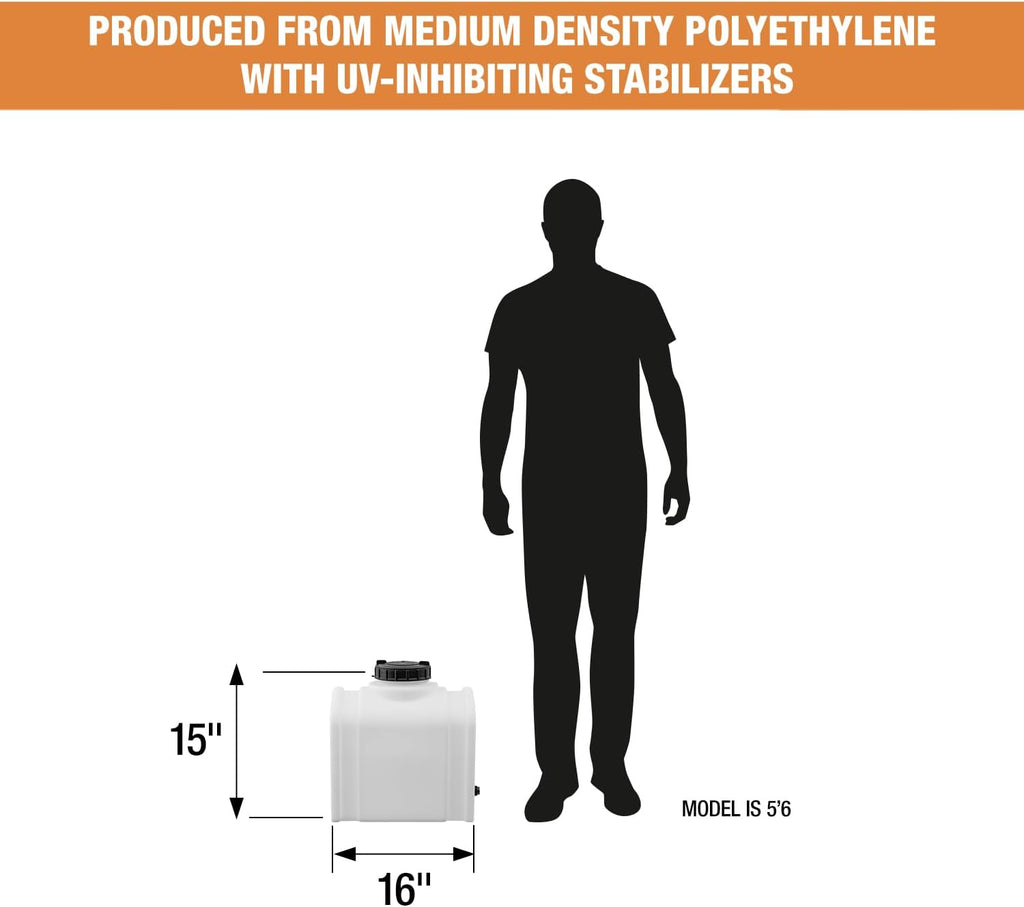 RomoTech 82123879 Polyethylene Domed Reservoir Water Tank, 8 gallon, Made In The USA Poly Tank For Water and Non-Flammable Liquids, Rust and Corrosion Proof