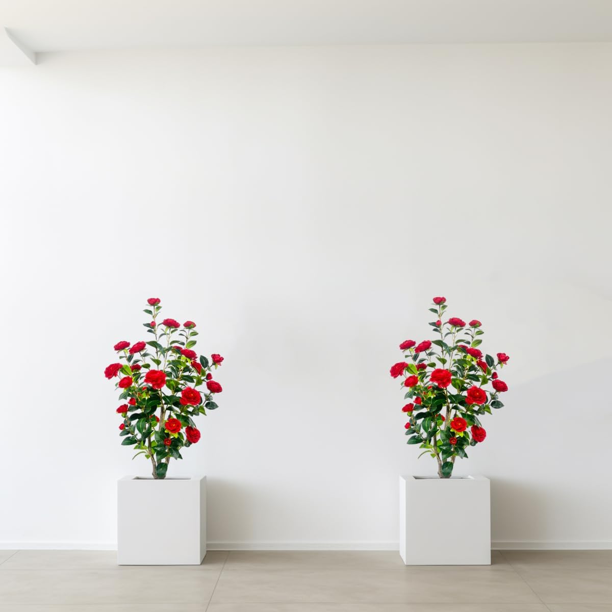 Artificial Camellia Tree 3.4ft Fake Trees pseudophyte (2, red)
