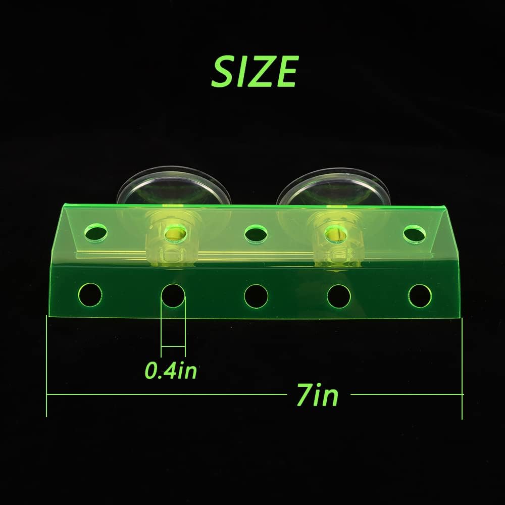 kcrygogo Fluorescent Green Coral Frag Holder Acrylic Coral Rack with Powerful Double Suction Cup Suitable for Household Fish Tanks (10 Plug Holes)