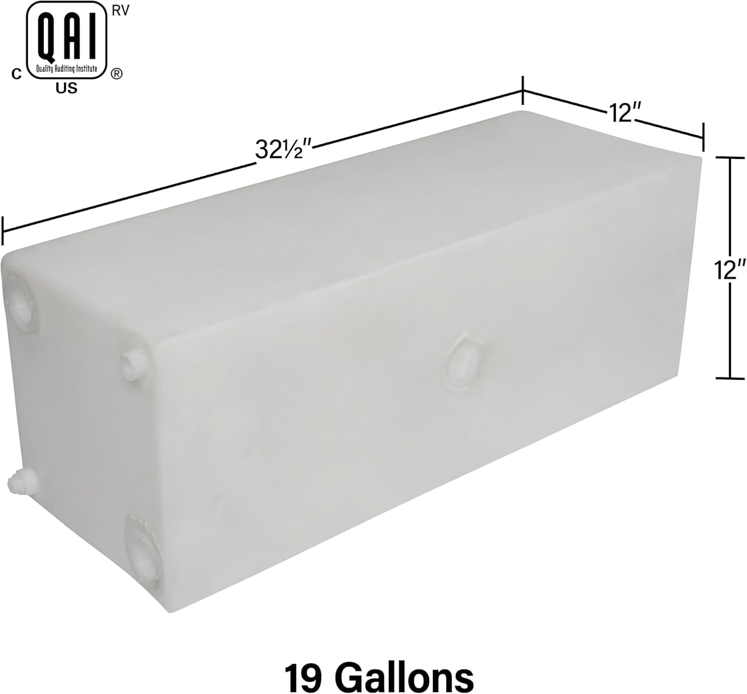 19 Gallon RV Fresh Water Tank, Potable Water Storage Tank for Drinking, Cooking, Cleaning, Showering, for Campers, Trailers, Motorhomes, RVs, Cube Shape, 32.5" x 12" x 12" (WT-0024)