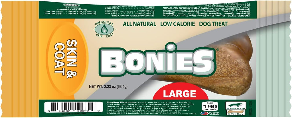 Bonies Edible Treats for Large Dogs (1 Bone, Skin & Coat)