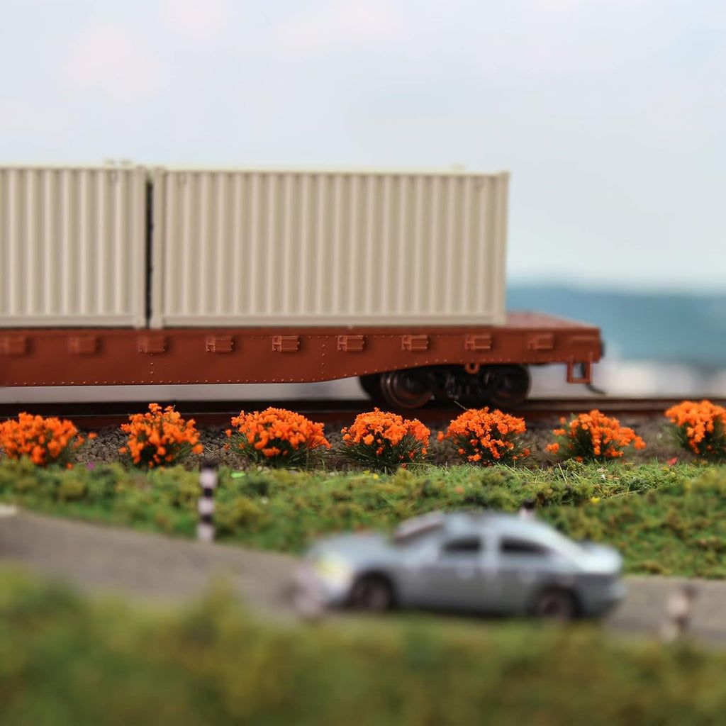 Miniature Vegetation Bushy Shrubs Tuft Flowers with Model Bases War Game DIY Railway Terrain Scenery (H)