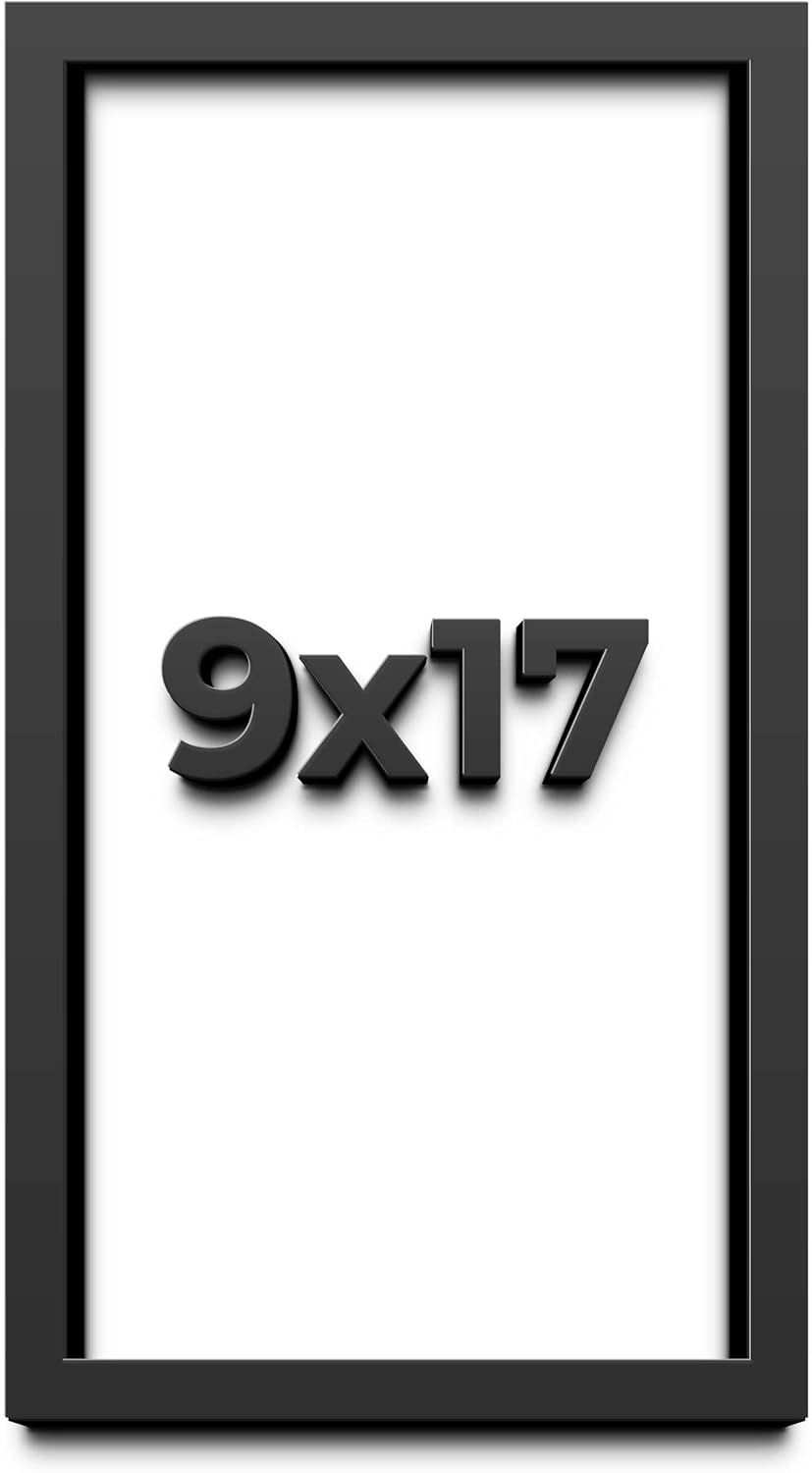 9x17 Shadow Box Frame Black | 1 Inch Deep Solid Wood Shadowbox Display Frame | UV Resistant Acrylic Plexiglass, Acid Free Backing, and Hanging Hardware | Dugan Picture Frame Style